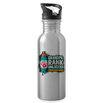 Opa Rang Freigeschaltet - Trinkflasche mit integriertem Trinkhalm - Lightsilver - Rechts