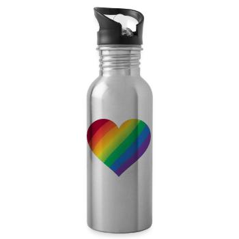 Gradient Rainbow Heart - Trinkflasche mit integriertem Trinkhalm - Lightsilver - Rechts