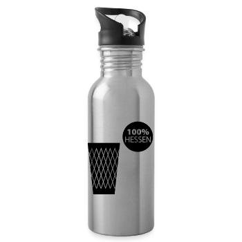 Geripptes 100% Hessen - Trinkflasche mit integriertem Trinkhalm - Lightsilver - Rechts