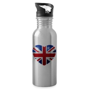 Heart (United Kingdom / Great Britain) - Water bottle with straw - silver - Right