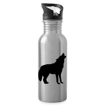 wolf animal - Gourde avec paille intégrée - argent clair - Droite