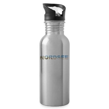 Nordsee Panorama Schriftzug - Trinkflasche mit integriertem Trinkhalm - Lightsilver - Rechts