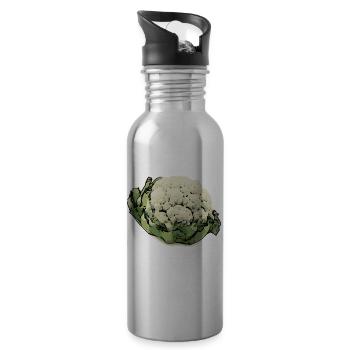 Blumenkohl Pop-Art - Trinkflasche mit integriertem Trinkhalm - Lightsilver - Rechts