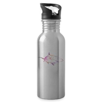 Shark color - Trinkflasche mit integriertem Trinkhalm - Lightsilver - Rechts