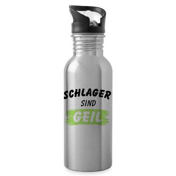 Schlager sind Geil - Trinkflasche mit integriertem Trinkhalm - Lightsilver - Rechts