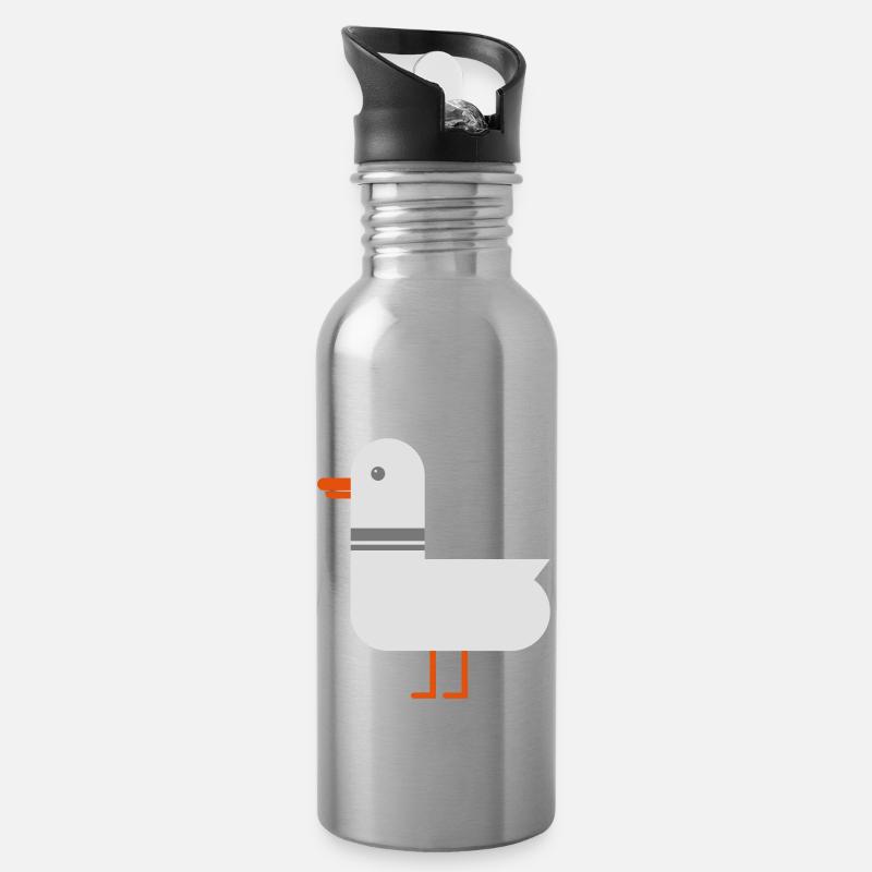 Möwe - Trinkflasche mit integriertem Trinkhalm - Lightsilver