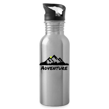 Mountains and Forest, Nature Adventuer - Water bottle with straw - silver - Right