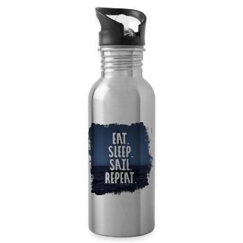 EAT. SLEEP. SAIL. REPEAT - Water bottle with straw - silver - Right