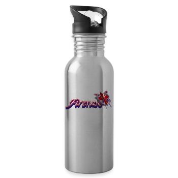 Florence - text with lily and butterfly - Water bottle with straw - silver - Right