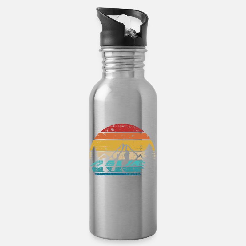 Berge - Trinkflasche mit integriertem Trinkhalm - Lightsilver