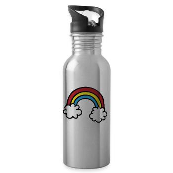 Rainbow two clouds - Water bottle with straw - silver - Right