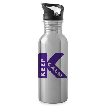 Keep calm - Water bottle with straw - silver - Right