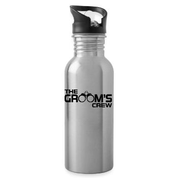 The Grooms Crew Cuffs Bachelor Party Gift - Water bottle with straw - silver - Right
