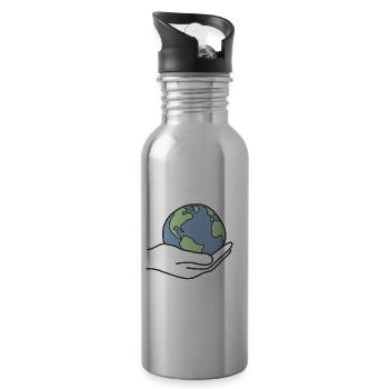 Earth World Climate Protection - Water bottle with straw - silver - Right