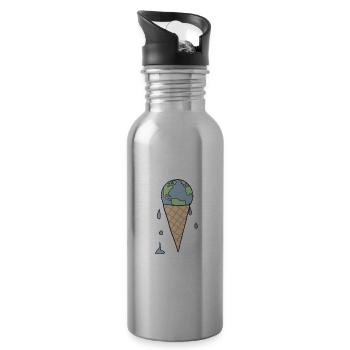 Ice climate protection earth - Water bottle with straw - silver - Right