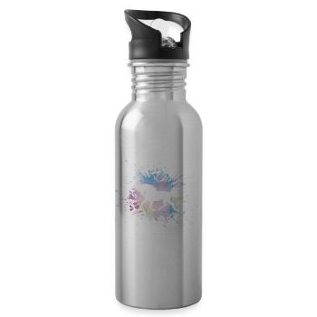 Pferde Grafik Pferdemotiv Bunt Pferdefan Geschenk - Trinkflasche mit integriertem Trinkhalm - Lightsilver - Rechts