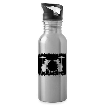 Schlagzeug Schlagzeuger Geschenke - Trinkflasche mit integriertem Trinkhalm - Lightsilver - Rechts