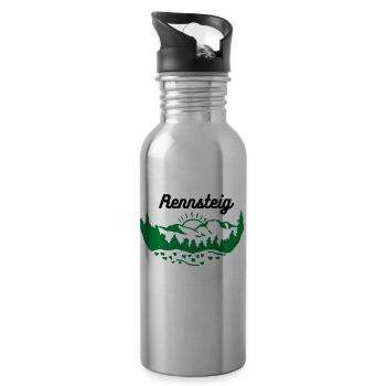 Thüringen Rennsteig Wandern Thüringer Wald grün - Trinkflasche mit integriertem Trinkhalm - Lightsilver - Rechts