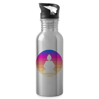 Buddha Retro Buddha Yoga Buddhismus - Trinkflasche mit integriertem Trinkhalm - Lightsilver - Rechts