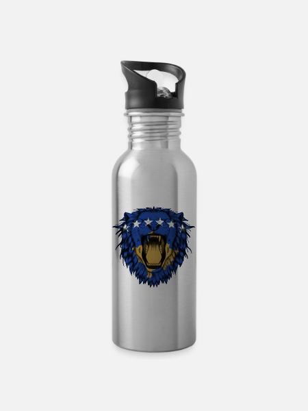 Kosovo - Trinkflasche mit integriertem Trinkhalm - Lightsilver