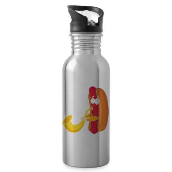 Saxophonist Saxophone Wurst Music Musician - Water bottle with straw - silver - Right
