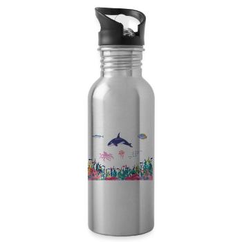 Reefs Ocean Sea Marine Biologist Diving Divers - Water bottle with straw - silver - Right