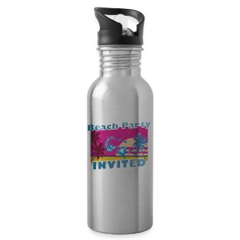 Cool party shirt summer beach vacation gift - Water bottle with straw - silver - Right