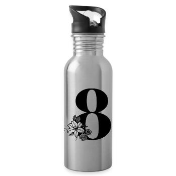 Number 8 - Water bottle with straw - silver - Right
