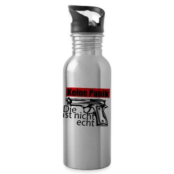 Keine Panik ! Die ist nicht echt. - Knarre - Gun - Trinkflasche mit integriertem Trinkhalm - Lightsilver - Rechts
