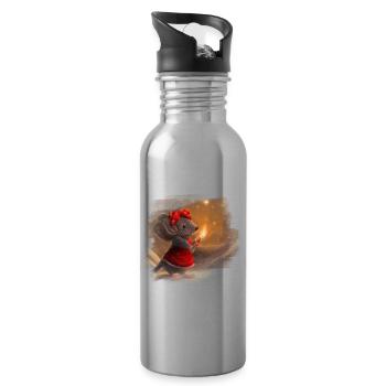 Mouse Christmas Gift - Water bottle with straw - silver - Right