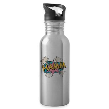 Hamm Germany City Font Pop Art Comic - Water bottle with straw - silver - Right