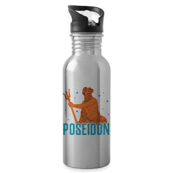 poseidon Design for a greek mythology fan - Trinkflasche mit integriertem Trinkhalm - Lightsilver - Rechts