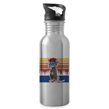 Raccoon design for possum and marsupial rat - Water bottle with straw - silver - Right
