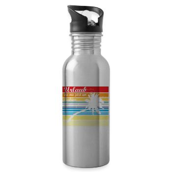 Urlaub wa ma jetzt liaba - Urlaub wäre mir lieber - Trinkflasche mit integriertem Trinkhalm - Lightsilver - Rechts