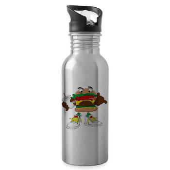 Burger Hamburger Cheeseburger Fast Food - Trinkflasche mit integriertem Trinkhalm - Lightsilver - Rechts