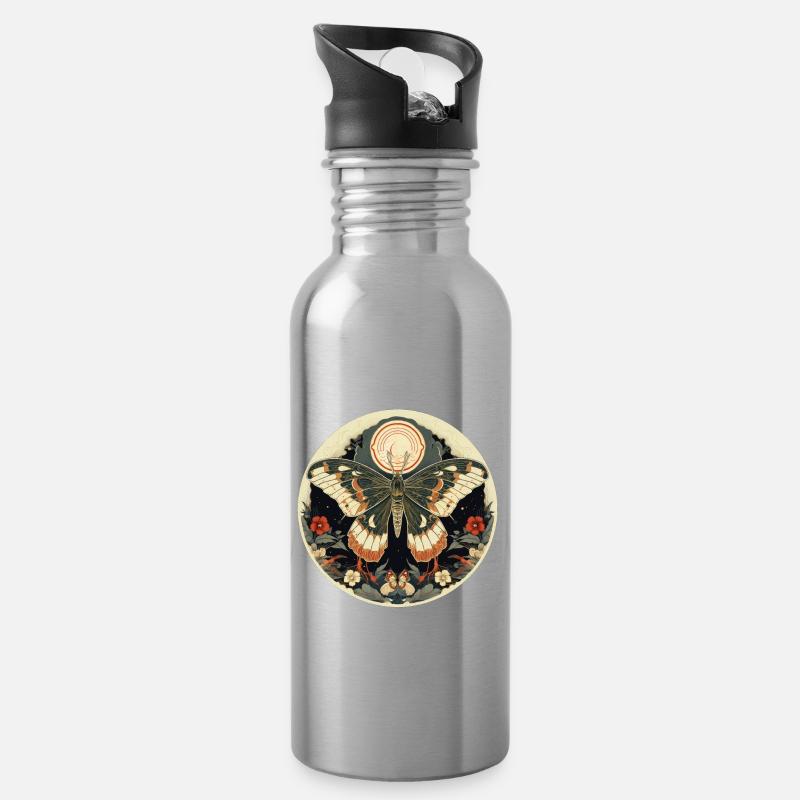 Moth - Water bottle with straw - silver