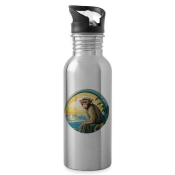 Affe - Trinkflasche mit integriertem Trinkhalm - Lightsilver - Rechts