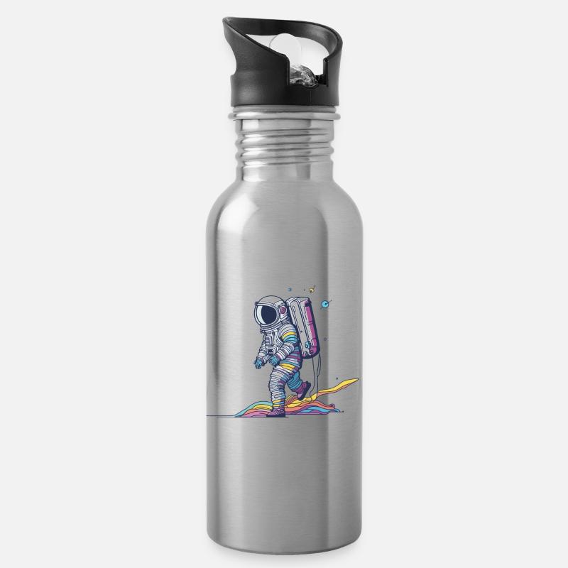 Astronaut - Trinkflasche mit integriertem Trinkhalm - Lightsilver