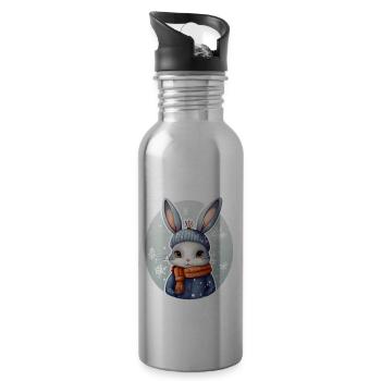 Schnee-Hase - Trinkflasche mit integriertem Trinkhalm - Lightsilver - Rechts