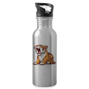Müder Tiger - Trinkflasche mit integriertem Trinkhalm - Lightsilver - Rechts