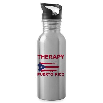 Puerto Rico Flagge | Puerto Ricaner Geschenkideen - Trinkflasche mit integriertem Trinkhalm - Lightsilver - Rechts