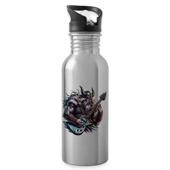 Wikingerkrieger, der E-Gitarre spielt. - Trinkflasche mit integriertem Trinkhalm - Lightsilver - Rechts