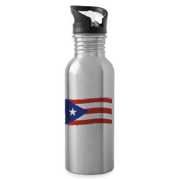 Puerto Rico Flagge | Puerto Ricaner Geschenkideen - Trinkflasche mit integriertem Trinkhalm - Lightsilver - Rechts