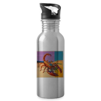 scorpion, bunt, tier, geschenk, geschenkidee - Trinkflasche mit integriertem Trinkhalm - Lightsilver - Rechts