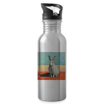 hase, kaninchen, bunt, tier, geschenk - Trinkflasche mit integriertem Trinkhalm - Lightsilver - Rechts