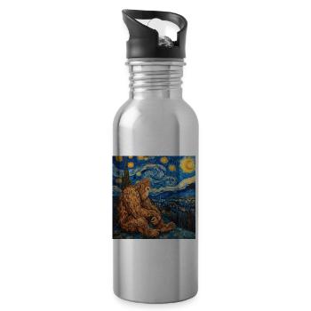 bigfoot, big foot, van gogh, sternenacht - Trinkflasche mit integriertem Trinkhalm - Lightsilver - Rechts