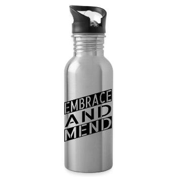 holistic healing supportive community - Trinkflasche mit integriertem Trinkhalm - Lightsilver - Rechts