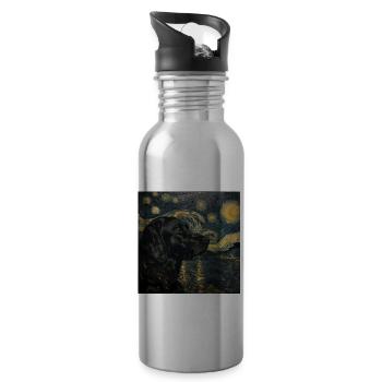 Labrador retriever, Labrador, chien, van gogh - Gourde avec paille intégrée - argent clair - Droite