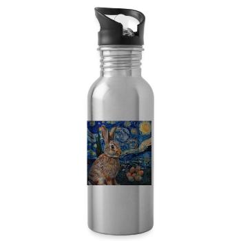 lapin de Pâques, Pâques, lapin, joyeuses Pâques, oeufs de Pâques - Gourde avec paille intégrée - argent clair - Droite