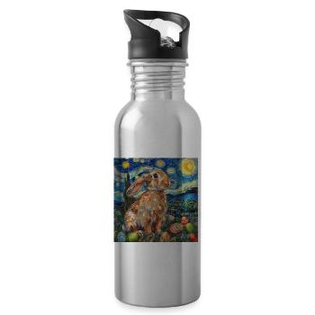 lapin de Pâques, Pâques, lapin, joyeuses Pâques, oeufs de Pâques - Gourde avec paille intégrée - argent clair - Droite